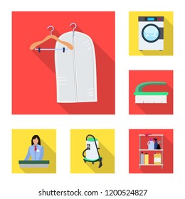 Vector illustration of laundry and clean sign. Set of laundry and clothes stock vector illustration.