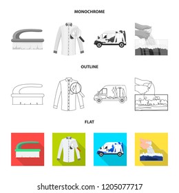 Vector illustration of laundry and clean sign. Set of laundry and clothes stock vector illustration.