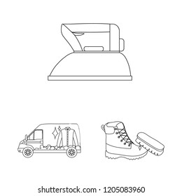 Vector illustration of laundry and clean sign. Set of laundry and clothes stock symbol for web.