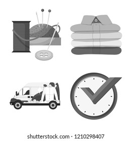 Vector illustration of laundry and clean sign. Set of laundry and clothes vector icon for stock.