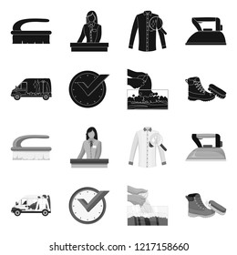 Vector illustration of laundry and clean sign. Set of laundry and clothes vector icon for stock.