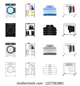 Vector illustration of laundry and clean sign. Collection of laundry and clothes vector icon for stock.
