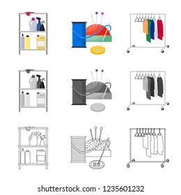 Vector illustration of laundry and clean sign. Set of laundry and clothes stock vector illustration.