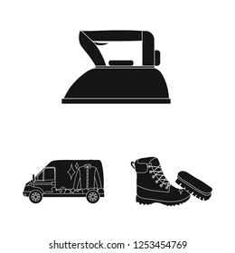 Vector illustration of laundry and clean sign. Set of laundry and clothes stock vector illustration.