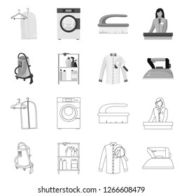 Vector illustration of laundry and clean sign. Set of laundry and clothes stock vector illustration.