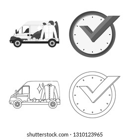 Vector illustration of laundry and clean sign. Collection of laundry and clothes stock vector illustration.