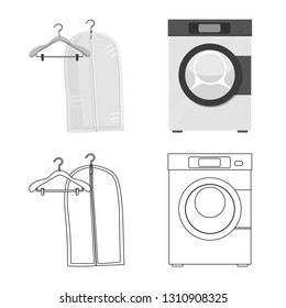 Vector illustration of laundry and clean sign. Collection of laundry and clothes stock symbol for web.