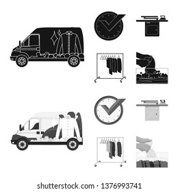 Vector illustration of laundry and clean sign. Collection of laundry and clothes stock vector illustration.