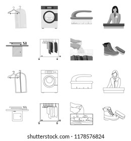 Vector illustration of laundry and clean symbol. Set of laundry and clothes vector icon for stock.