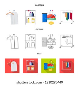 Vector illustration of laundry and clean symbol. Collection of laundry and clothes stock vector illustration.