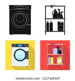 Vector illustration of laundry and clean symbol. Set of laundry and clothes vector icon for stock.