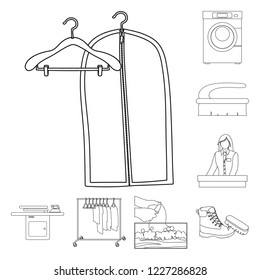 Vector illustration of laundry and clean symbol. Collection of laundry and clothes stock symbol for web.