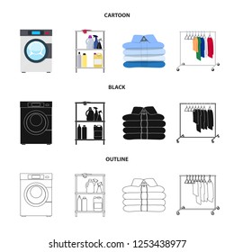 Vector illustration of laundry and clean symbol. Collection of laundry and clothes stock vector illustration.