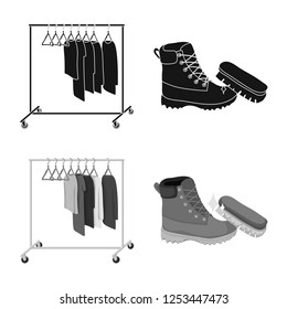 Vector illustration of laundry and clean symbol. Set of laundry and clothes stock vector illustration.