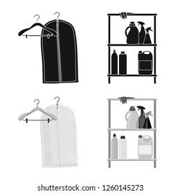 Vector illustration of laundry and clean symbol. Set of laundry and clothes stock vector illustration.