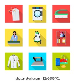 Vector illustration of laundry and clean symbol. Collection of laundry and clothes stock symbol for web.