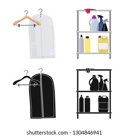 Vector illustration of laundry and clean symbol. Set of laundry and clothes vector icon for stock.
