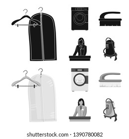 Vector illustration of laundry and clean symbol. Collection of laundry and clothes vector icon for stock.