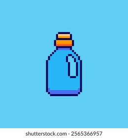 Vector Illustration of Laundry Detergent Bottle with Pixel Art Design, perfect for game assets themed designs