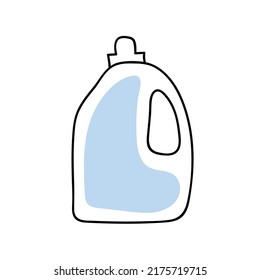 Ilustración vectorial del detergente de lavandería en el estilo de doodle