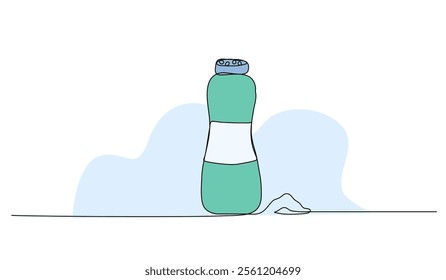 Vector illustration of laundry detergent. Modern flat in continuous line style.