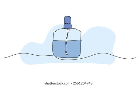 Vector illustration of laundry iron perfume. Modern flat in continuous line style.
