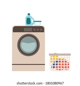 Vector illustration of a laundry machine. Concept for laundry, housework.