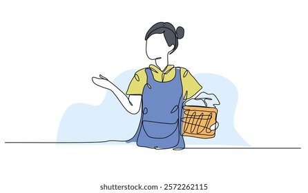 Vector illustration of laundry model. Modern flat in continuous line style.