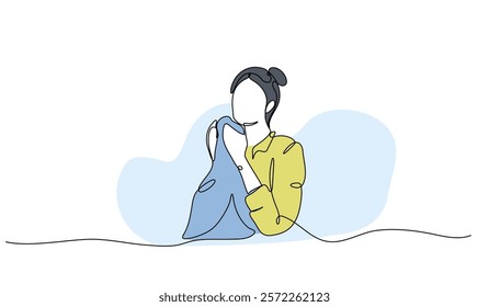 Vector illustration of laundry model. Modern flat in continuous line style.