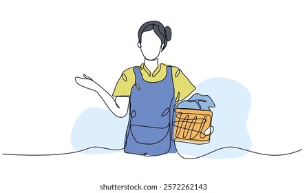 Vector illustration of laundry model. Modern flat in continuous line style.