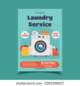 Vector Illustration of Laundry Service Flyer Poster