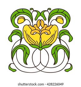 Vector illustration with  laurel branch on white field