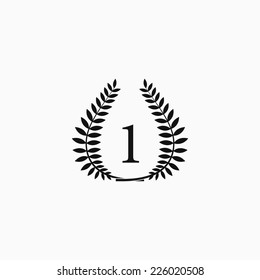 Vector illustration of laurel wreath award. Represents a victory, achievement, quality product, or success. Isolated on white background. EPS 8.