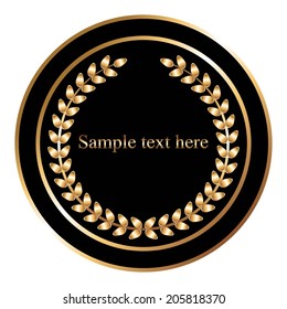Vector illustration of Laurel wreath, black label
