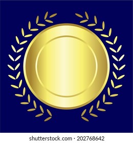 Vector illustration of Laurel wreath, blue background