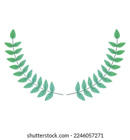 Ilustración vectorial de una corona laurel con hojas azules.
