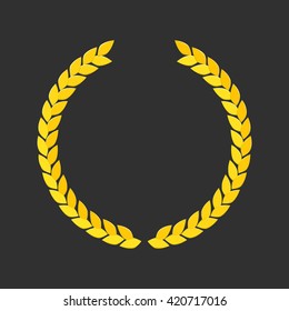 Vector illustration of a laurel wreath. Vector gold laurel wreath pattern in modern style. Laurel wreath vector icon in a flat style. Pictograph is golden laurel wreath.