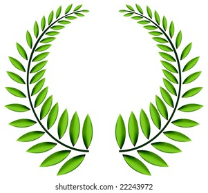 Ilustración vectorial de una corona laurel en verde