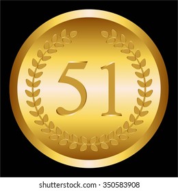 Vector illustration of Laurel wreath on a black background. Anniversary - 51.