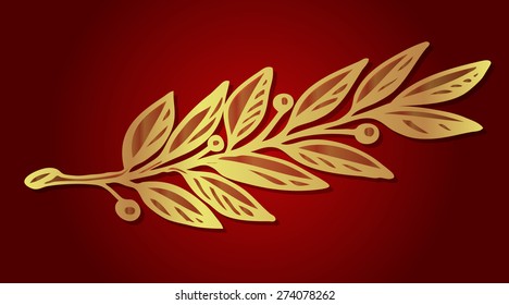 Vector illustration with laurel wreath. Paper style background.