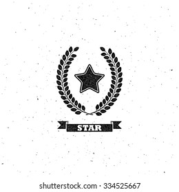 vector illustration with laurel wreath and star. letterpress vintage label design. coat of arms concept