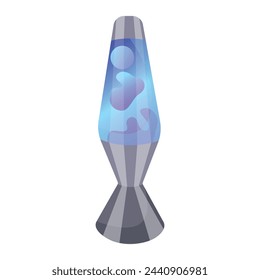 Vector illustration of a lava lamp in blue colour. Interior items in retro style, night light. Retro 90s Shape Design Element. Vector illustration on a white background.