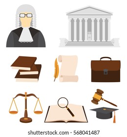 Vector illustration of law icons color symbols