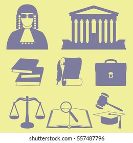 Vector illustration of law icons set in line style