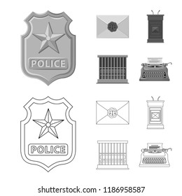 Vector illustration of law and lawyer icon. Set of law and justice stock symbol for web.
