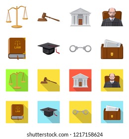 Vector illustration of law and lawyer icon. Set of law and justice stock vector illustration.