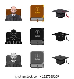 Vector illustration of law and lawyer icon. Set of law and justice stock vector illustration.