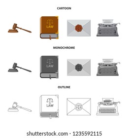 Vector illustration of law and lawyer icon. Set of law and justice stock vector illustration.