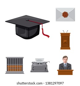 Vector illustration of law and lawyer icon. Set of law and justice stock vector illustration.