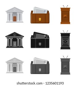 Vector illustration of law and lawyer logo. Collection of law and justice vector icon for stock.